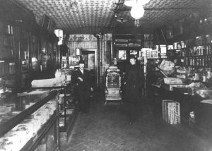 interior of brochin's delicatessan, c. 1914, mhs