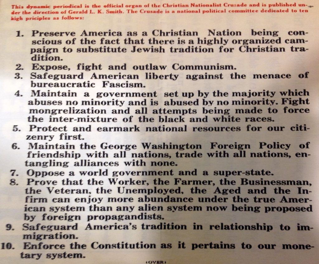 Gerald L.K. Smith Platform, Jewish Community Relations Committee of Minnesota, Minnesota Historical Society